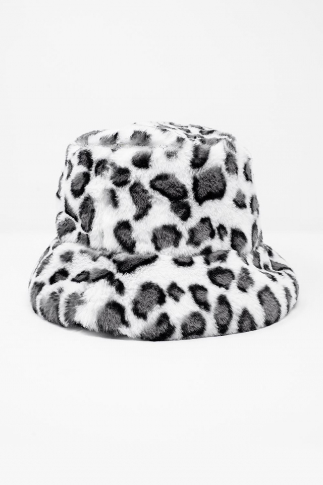 Bucket hat met dierenprint in wit
