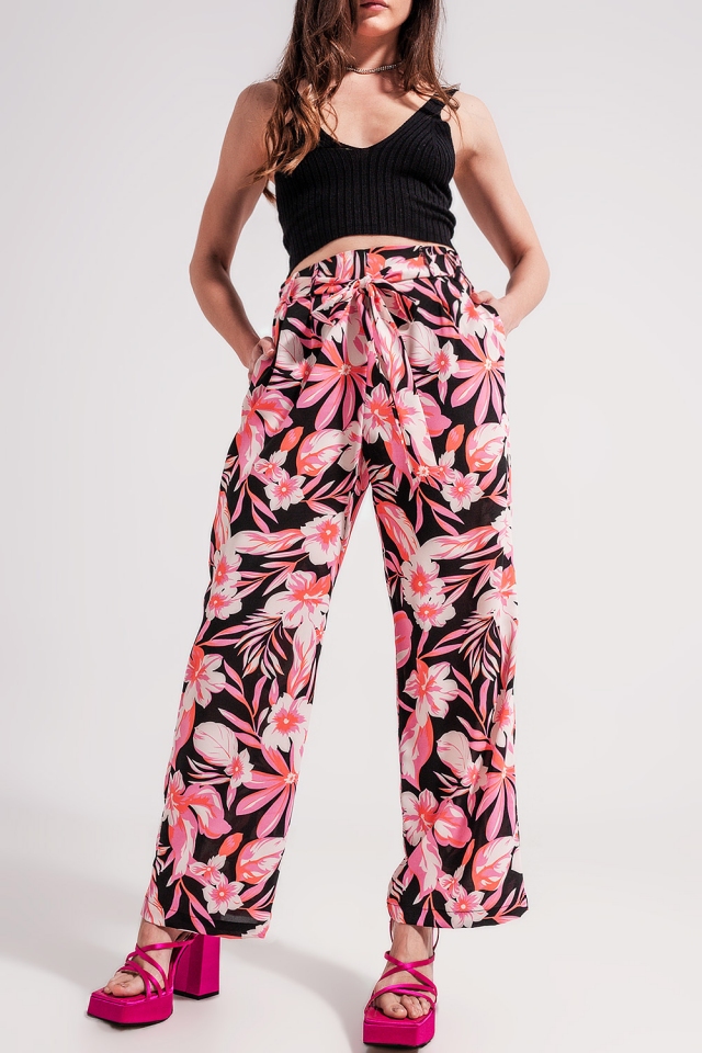 Geblümte Hose mit weitem Bein