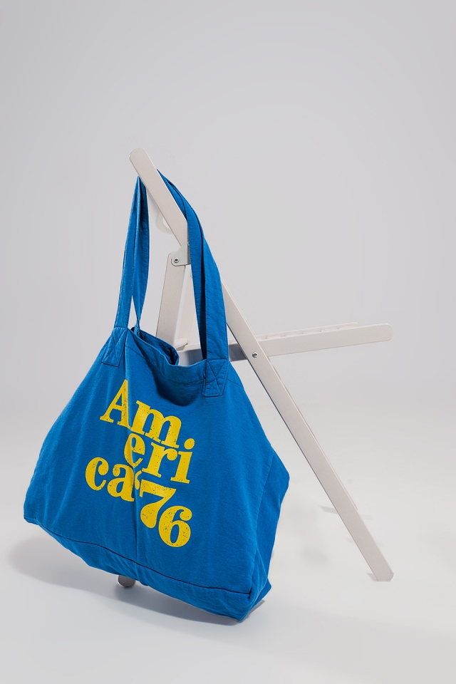 AMERICA 76 Tragetasche aus Leinen in blau