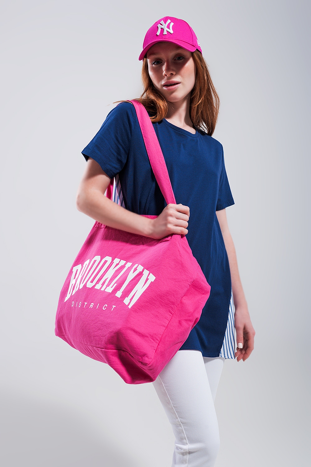 Bolso tote fucsia de lona de Brooklyn district