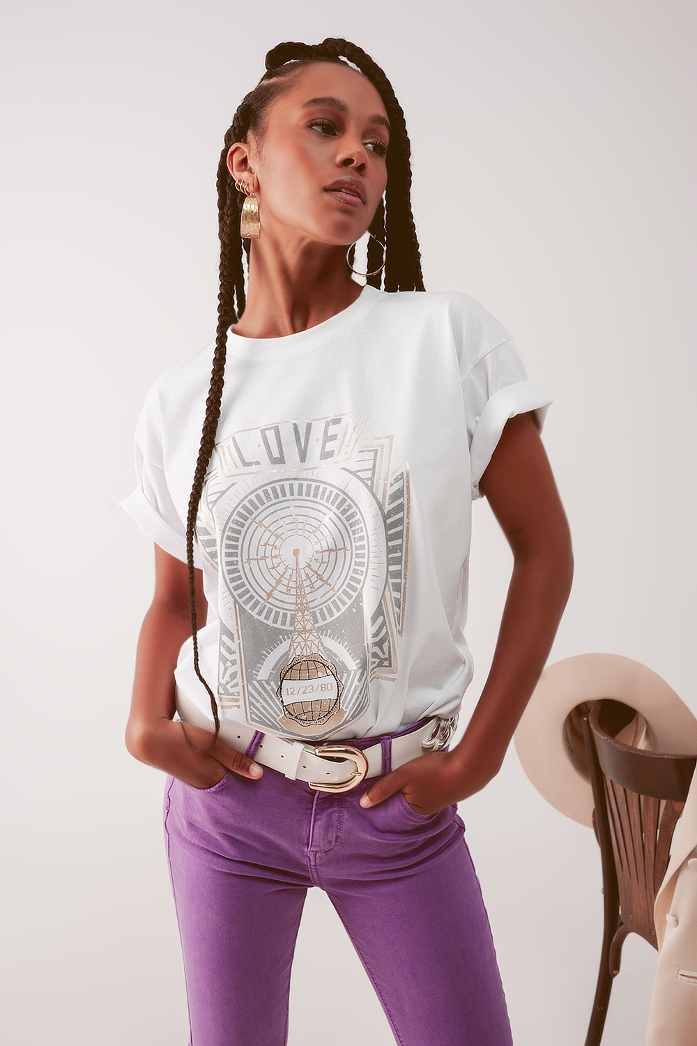 Camiseta blanca con logo vintage Camiseta blanca con logo vintage