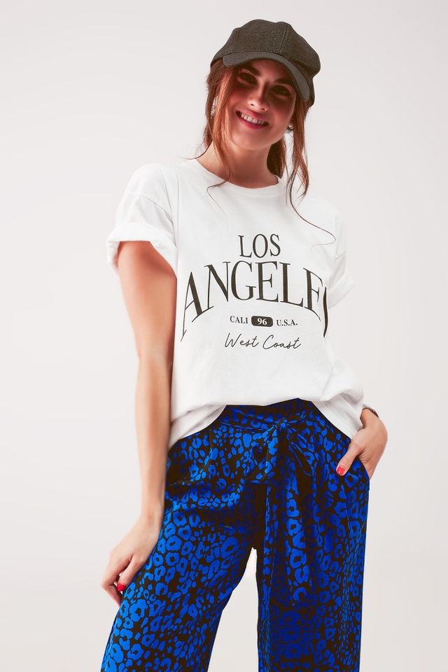 T shirt met tekstprint Los Angeles in wit
