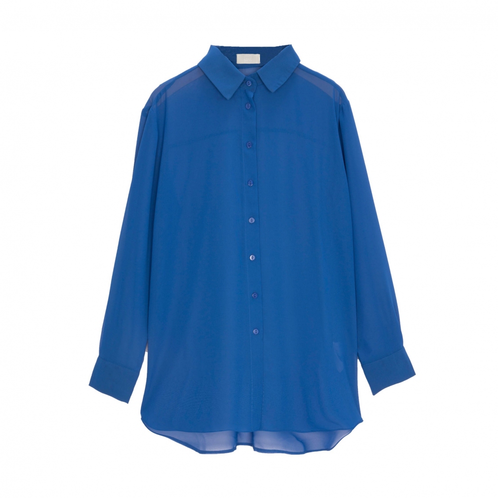 Camisa azul de chifón transparente Camisa azul de chifón transparente