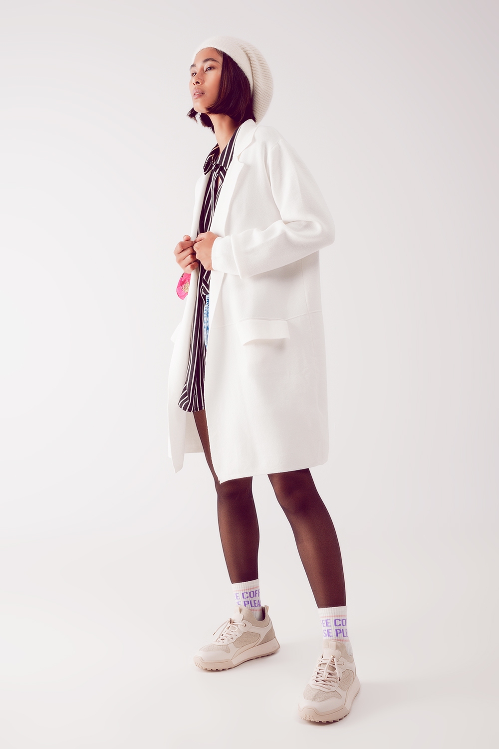 Cardigan extra grande en crudo con solapas Cardigan extra grande en crudo con solapas
