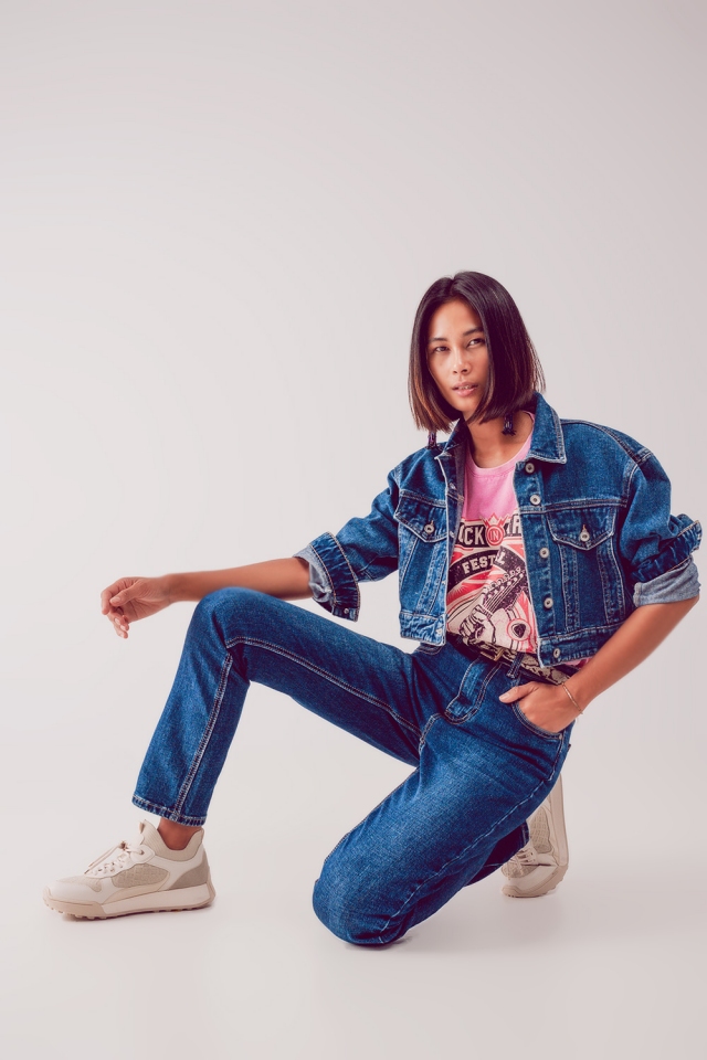 Jeans met rechte pijpen in kringloopblauw