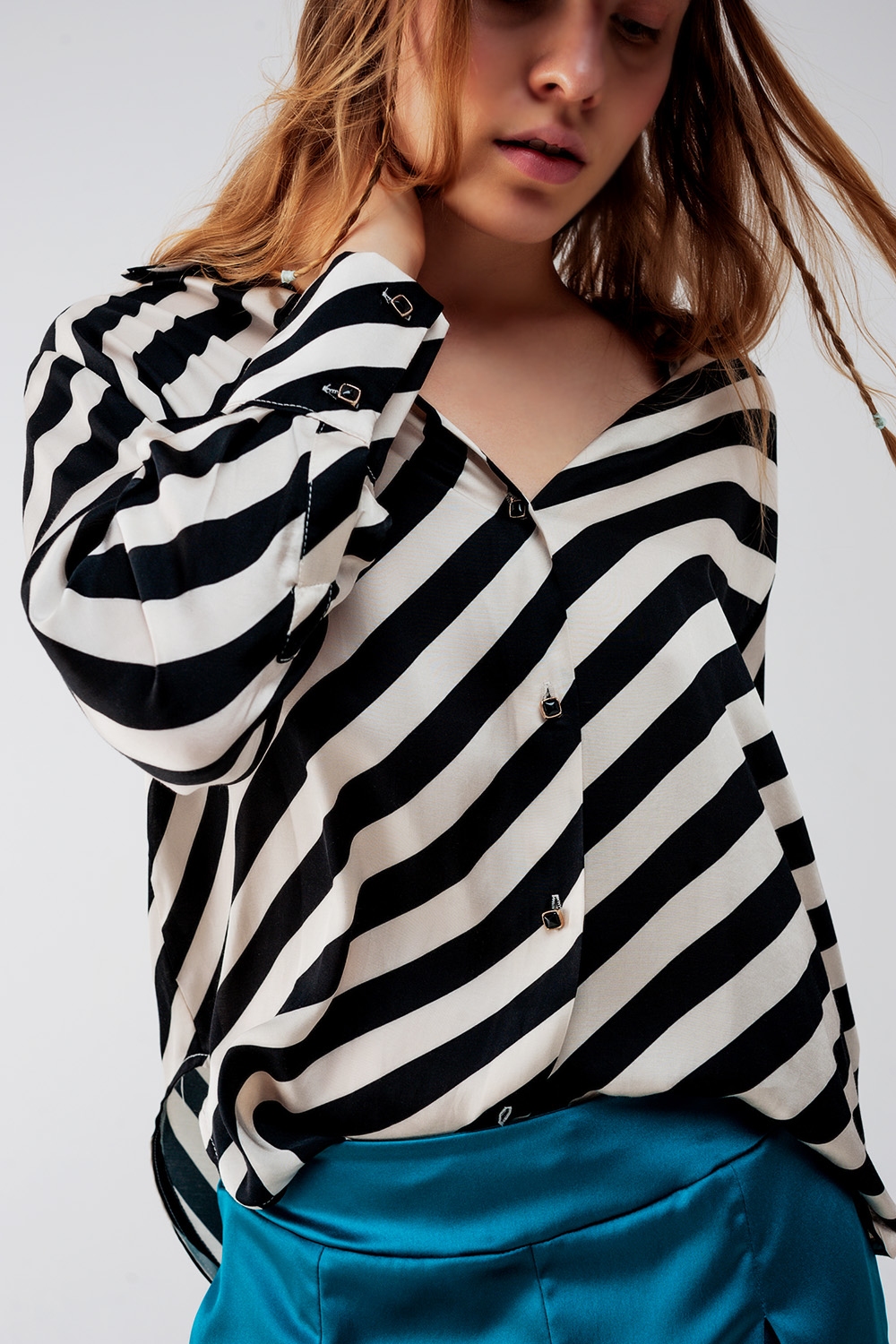 Camisa oversize a rayas abotonada