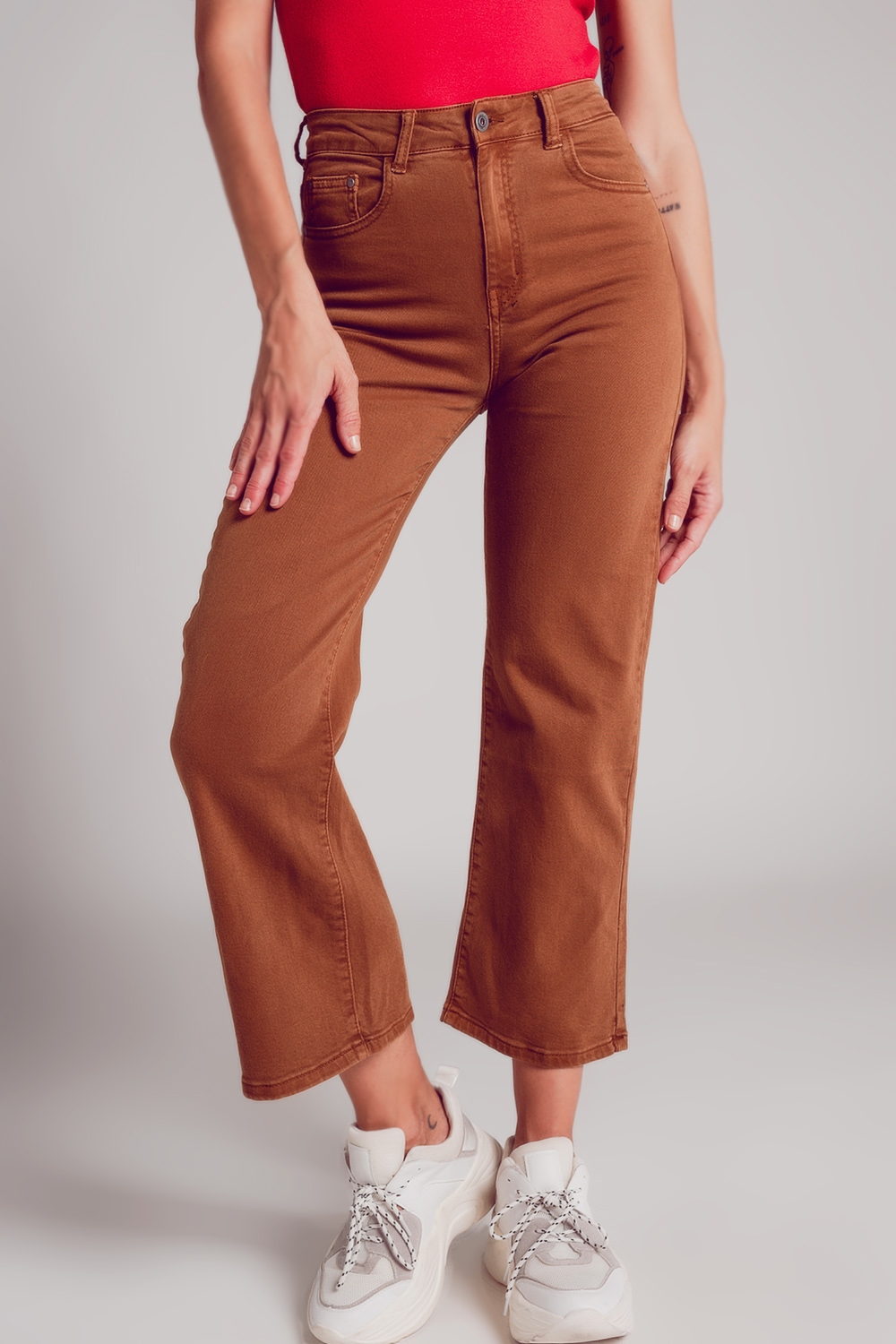 Vaqueros marrón camel de pernera ancha Vaqueros marrón camel de pernera ancha