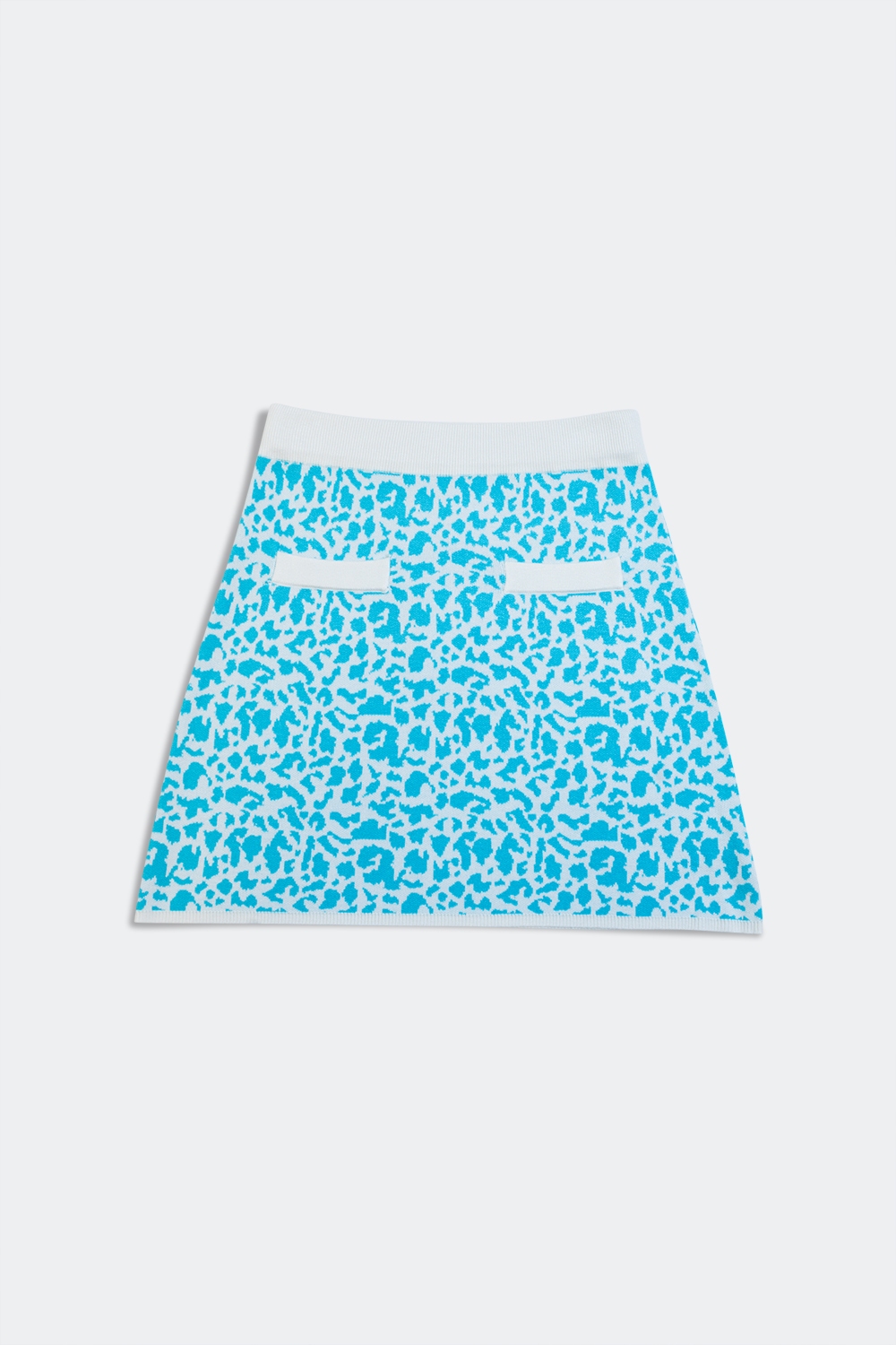 Mini falda de punto ligero en estampado animal turquesa Mini falda de punto ligero en estampado animal turquesa