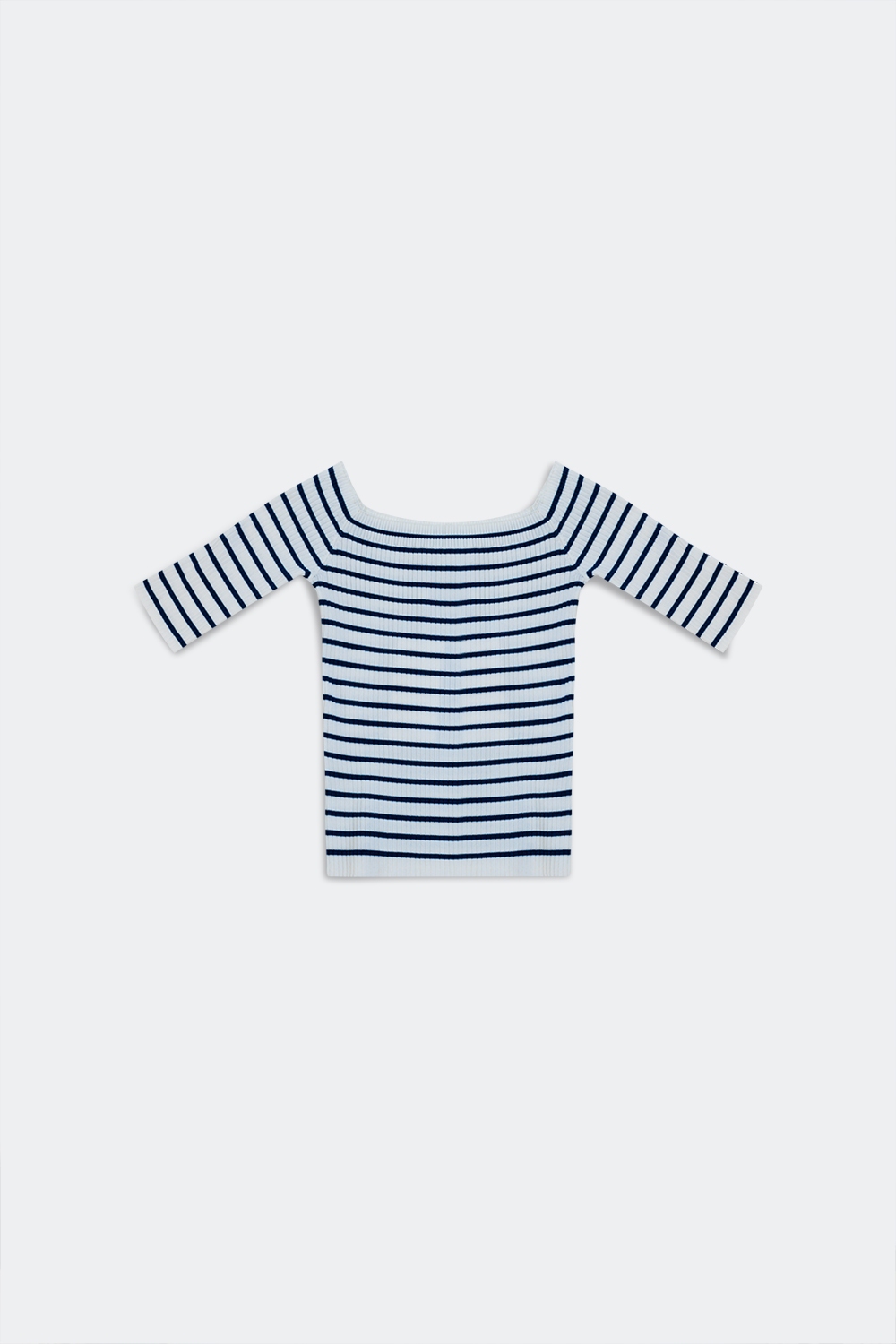 Top azul marino a rayas con escote Bardot Top azul marino a rayas con escote Bardot