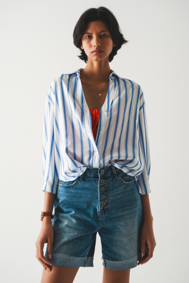 relaxed shirt in blue stripe