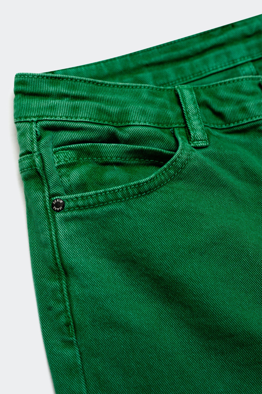 Vaqueros verdes de pernera ancha de mezcla de algod&oacute;n