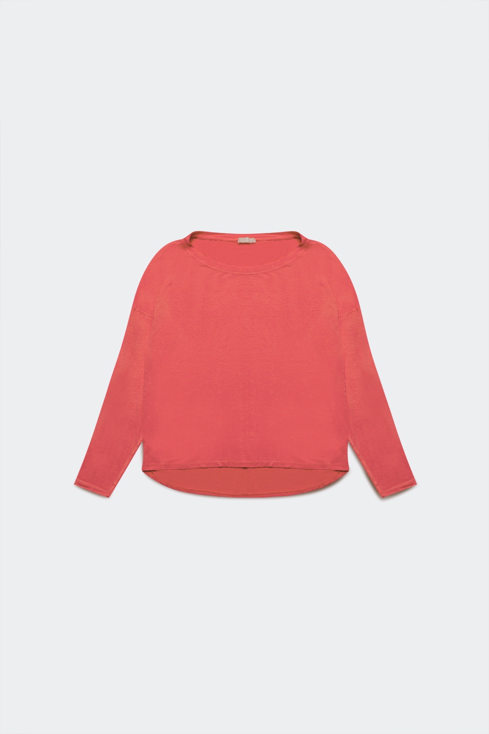 Camiseta de manga larga y cuello alto en naranja de modal Camiseta de manga larga y cuello alto en naranja de modal