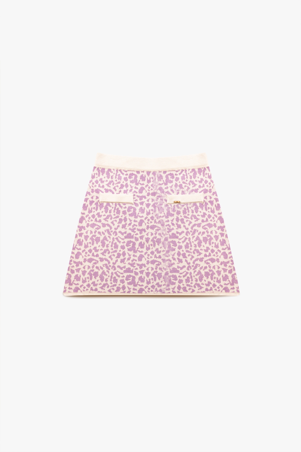 Mini falda de punto ligero en estampado animal lila