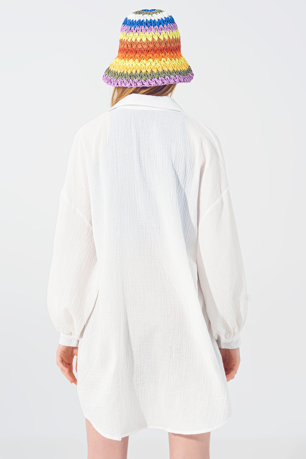 Camisa Suelta Texturizada en Blanco