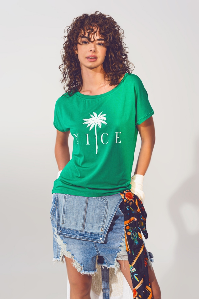 T shirt à imprimé graphique vert