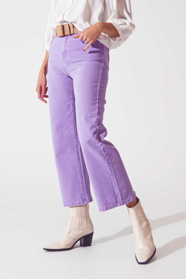 Wide leg jeans in purple