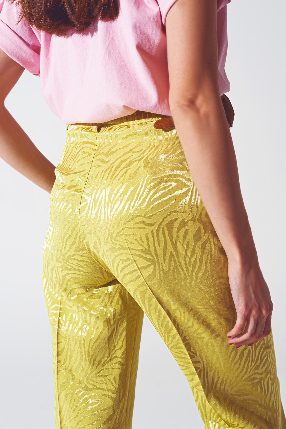 Pantalones de estampado de cebra de corte holgado en verde Pantalones de estampado de cebra de corte holgado en verde