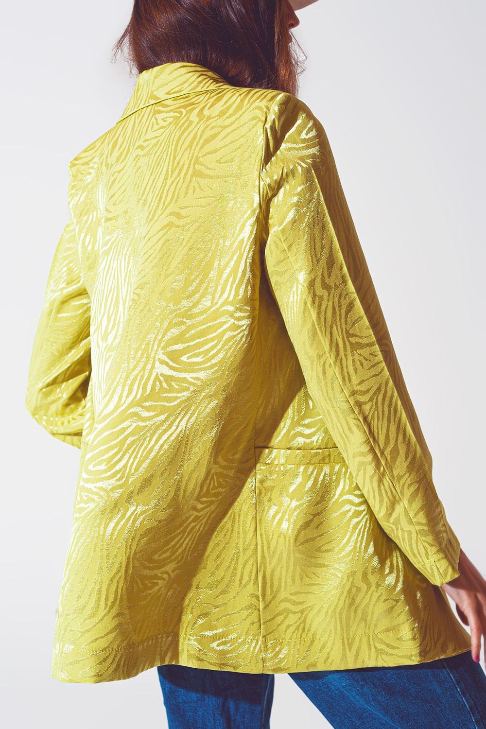 Blazer de estampado de cebra oversize en verde