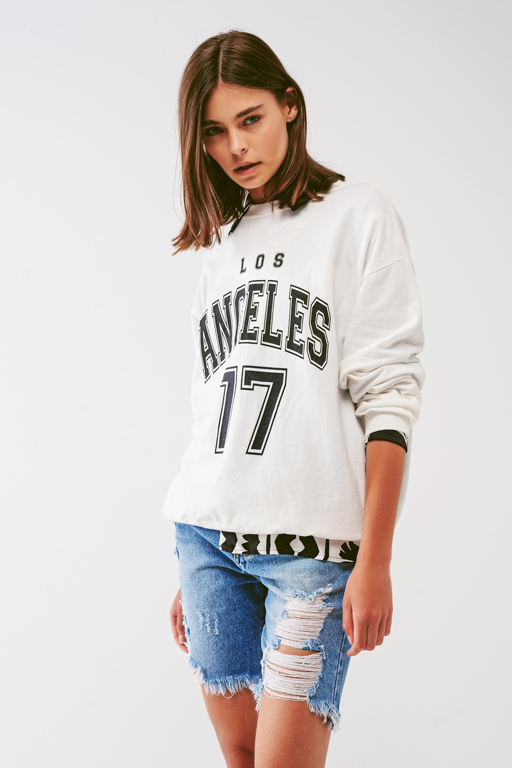 Sudadera holgada con texto de Los Angeles Sudadera holgada con texto de Los Angeles