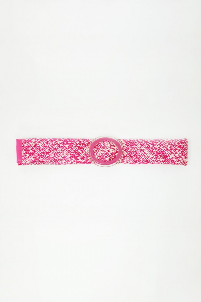 Geflochtener Gürtel mit runder Schnalle in rosa