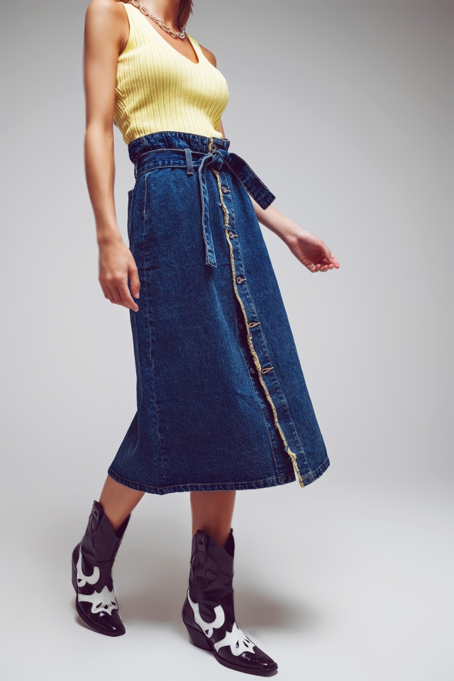 Jeansrock mit Gürtel und Knöpfen