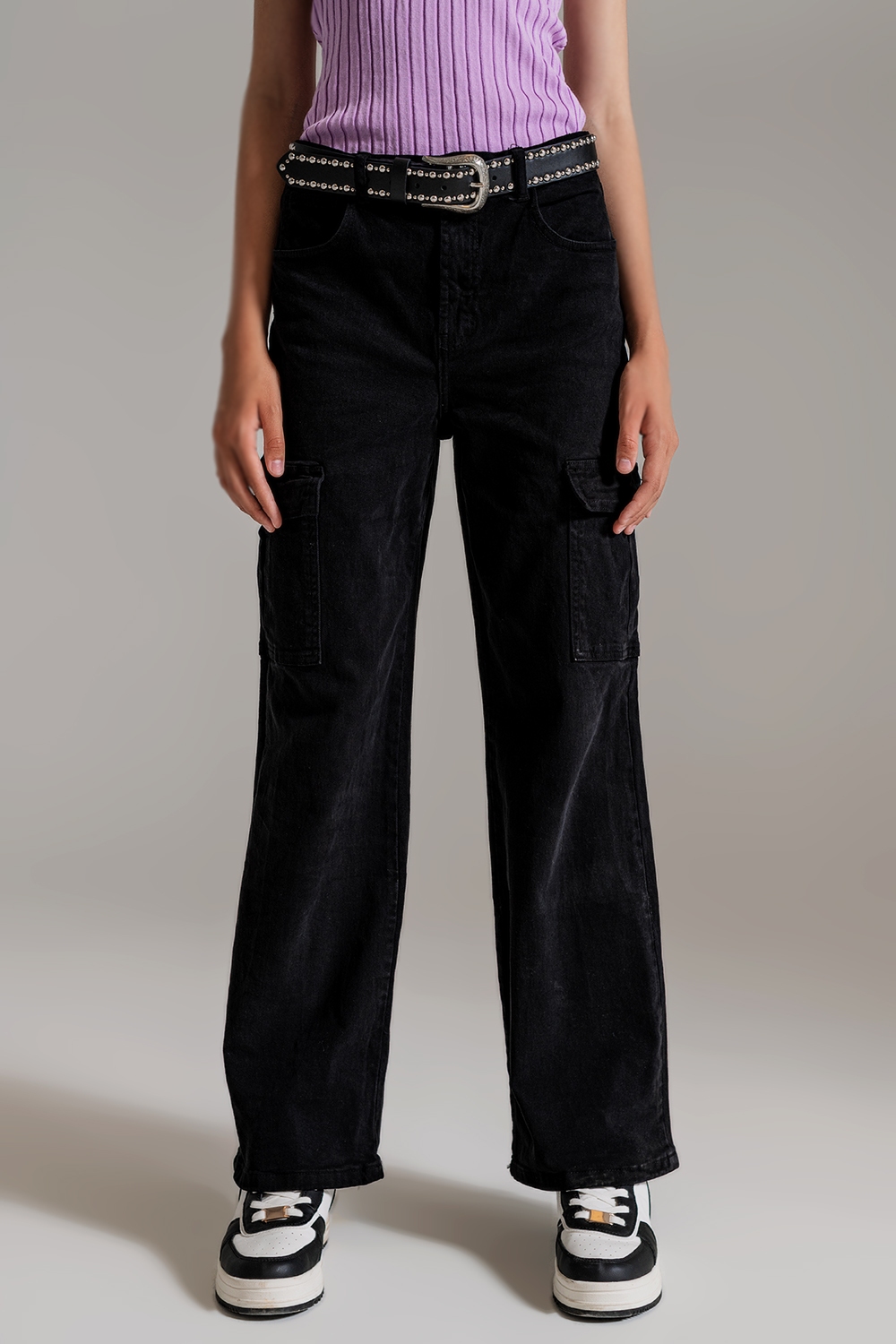 Pantalones cargo rectos en negro Pantalones cargo rectos en negro