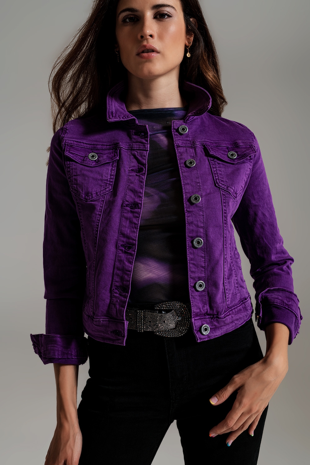Chaqueta vaquera morado de corte slim Chaqueta vaquera morado de corte slim