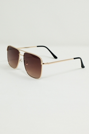 Aviator Vintage Sunglasses With Golden Rim in Tan