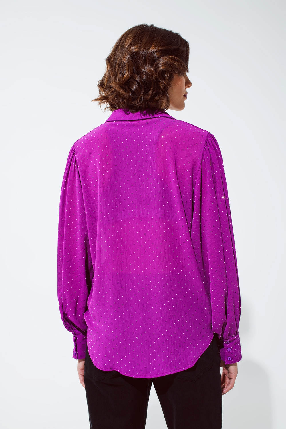 Blusa en magenta con detalle de strass Blusa en magenta con detalle de strass