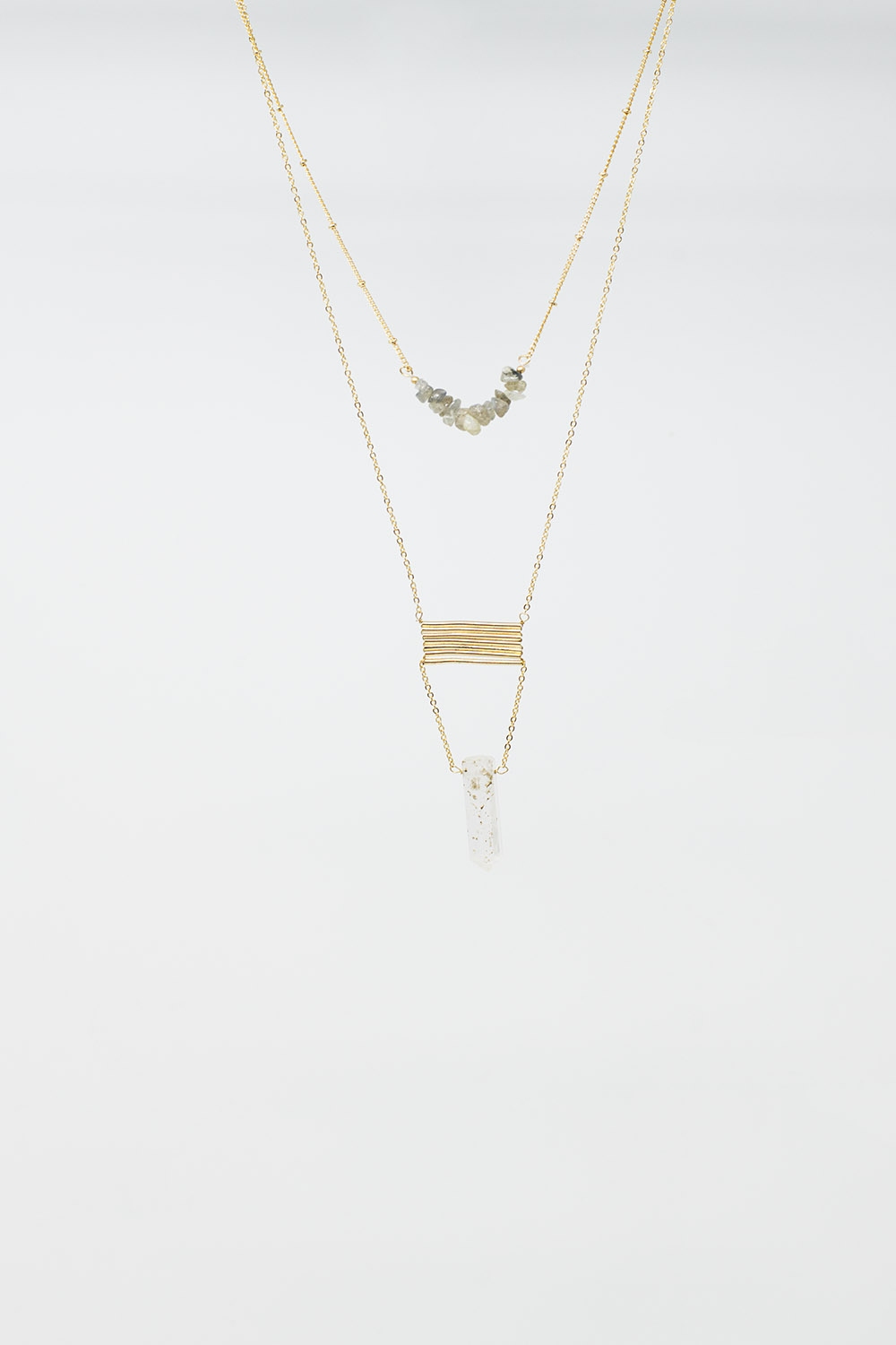 Collar 2 en 1 con cristales grises y blancos Collar 2 en 1 con cristales grises y blancos