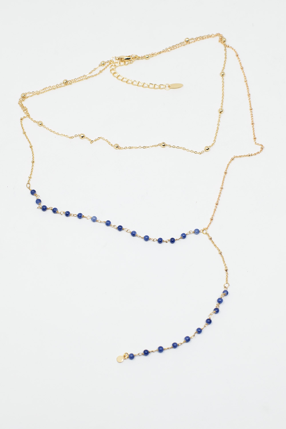 Collar 2 en 1 con cuentas azules y doradas