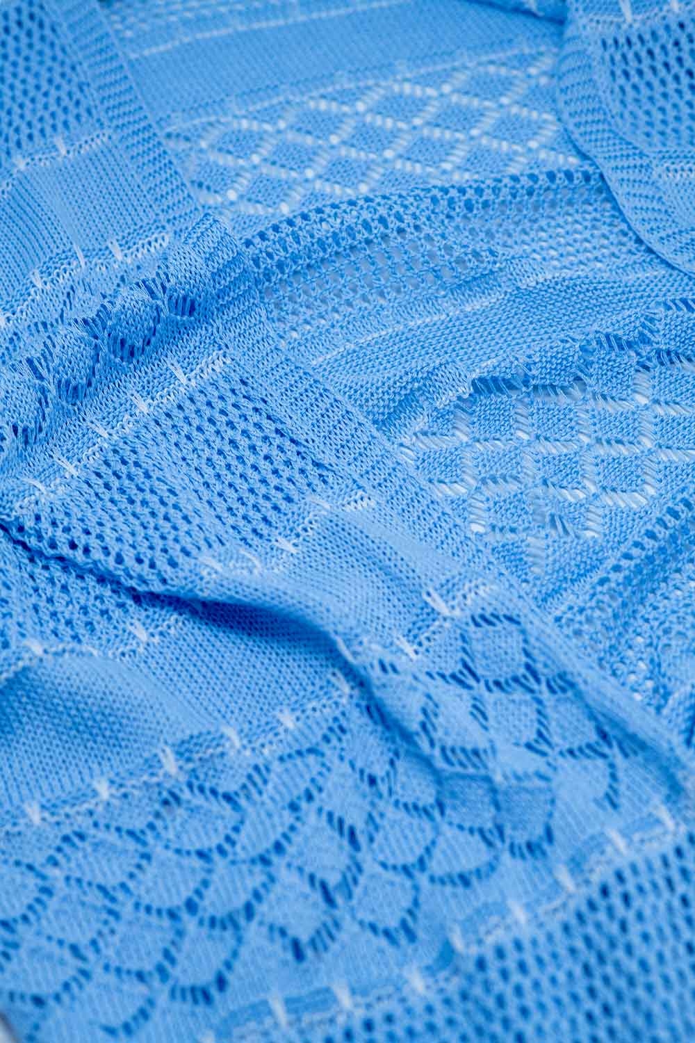 Maxi cárdigan de ganchillo azul bebé con mangas largas Maxi cárdigan de ganchillo azul bebé con mangas largas