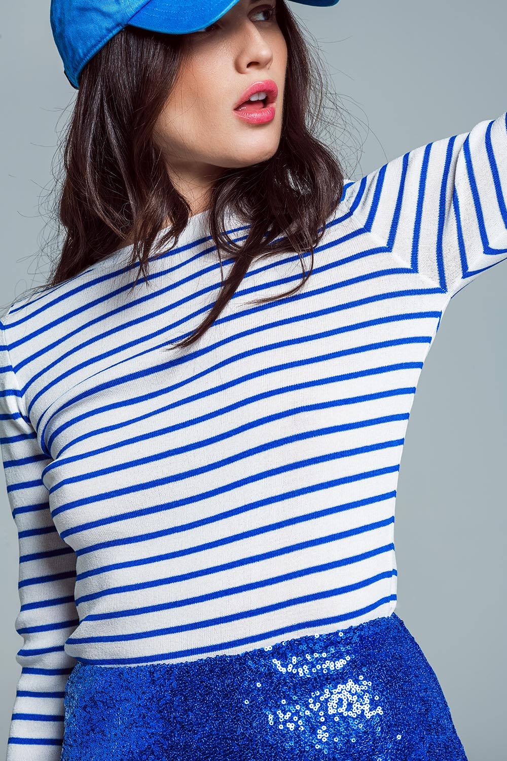 jersey fino blanco con rayas azules jersey fino blanco con rayas azules