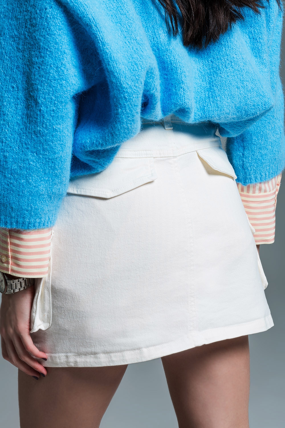 Minifalda cargo blanca