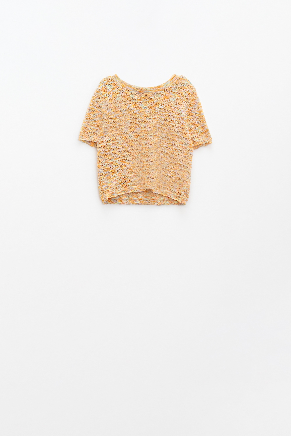 jersey naranja de punto de crochet de manga corta