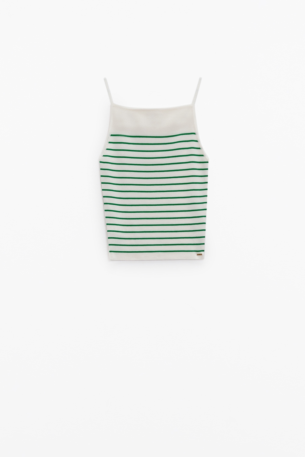 Top blanco con rayas verdes y tirantes finos