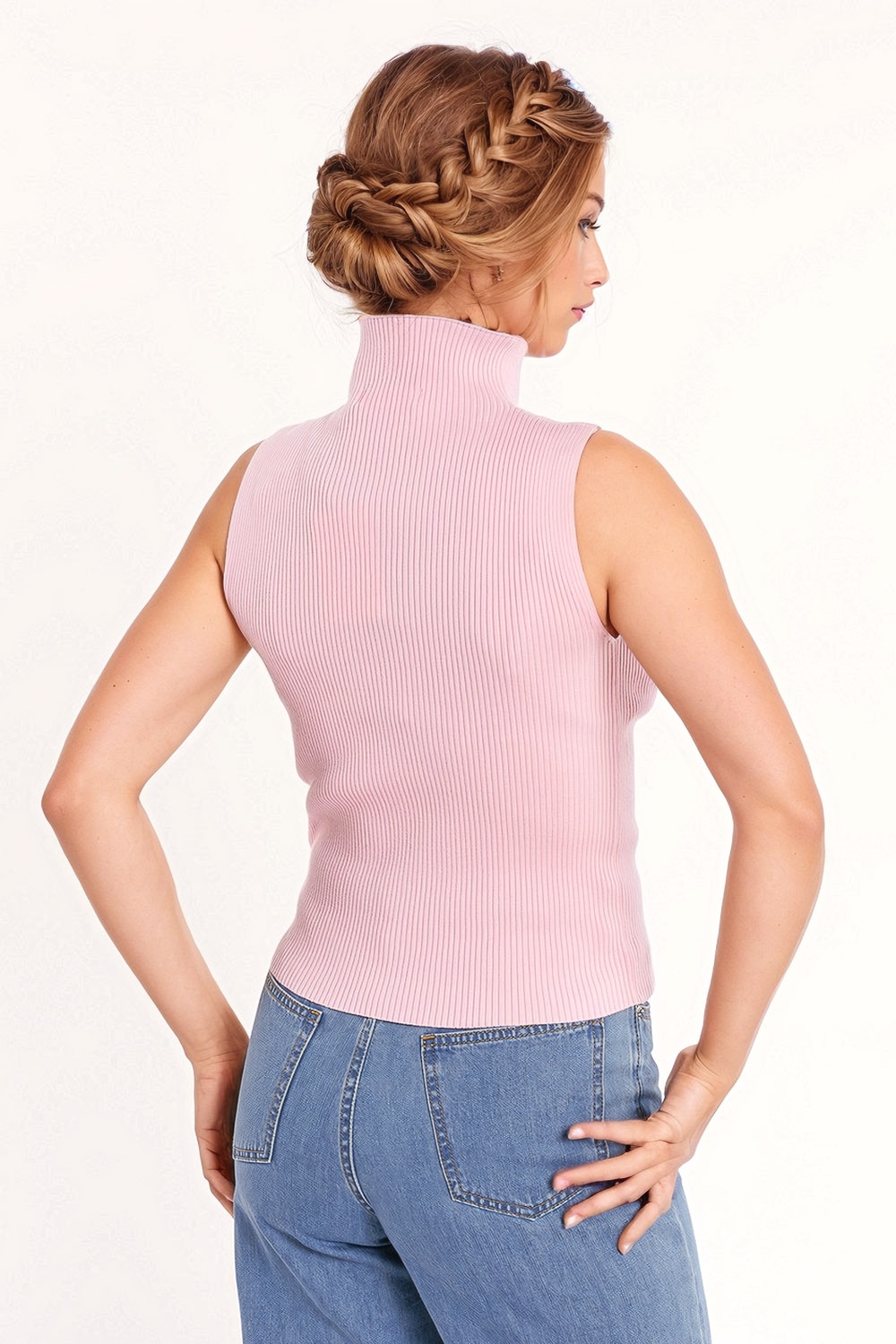 Top rosa baby de punto sin mangas Top rosa baby de punto sin mangas
