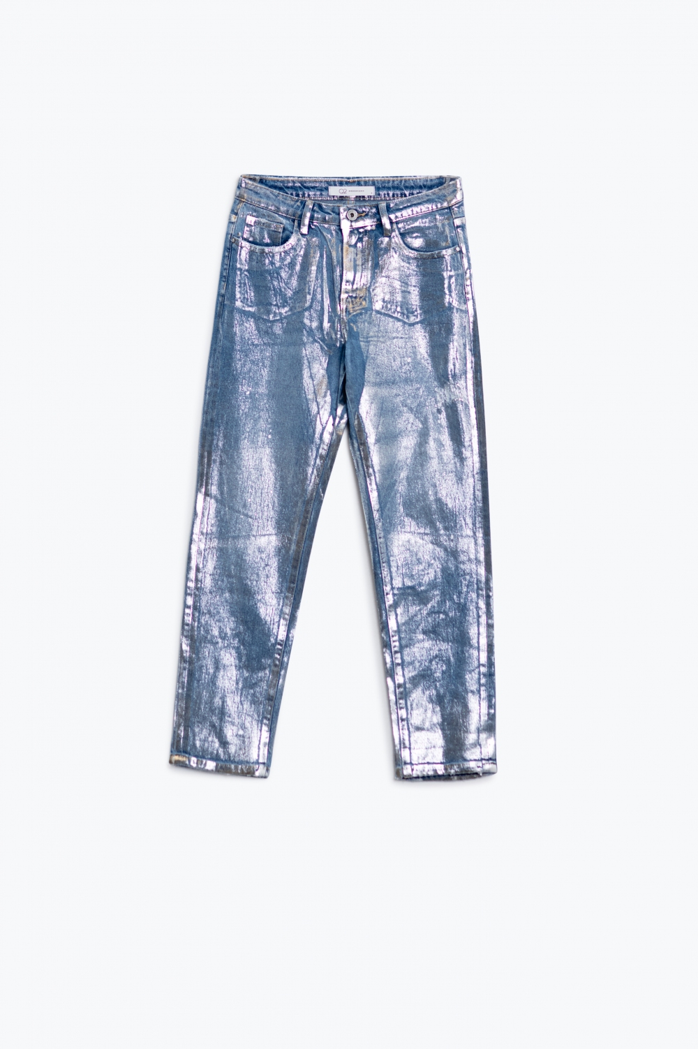 Vaqueros azules skinny con acabado metalizado en lavado claro Vaqueros azules skinny con acabado metalizado en lavado claro