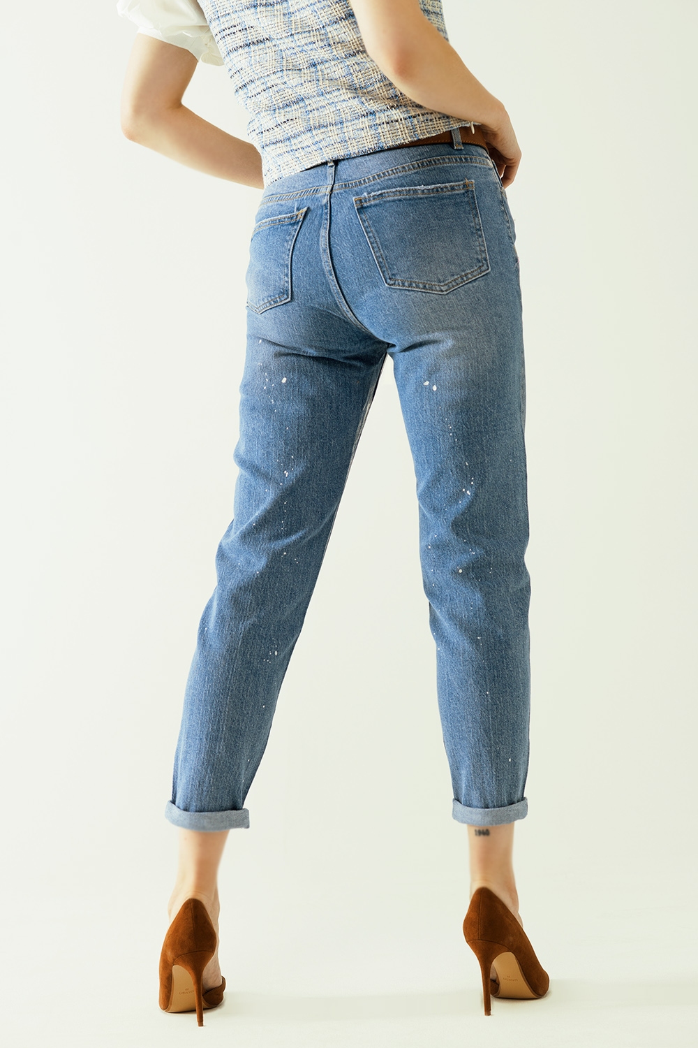 Vaqueros azules skinny con acabado metalizado en lavado claro Vaqueros azules skinny con acabado metalizado en lavado claro