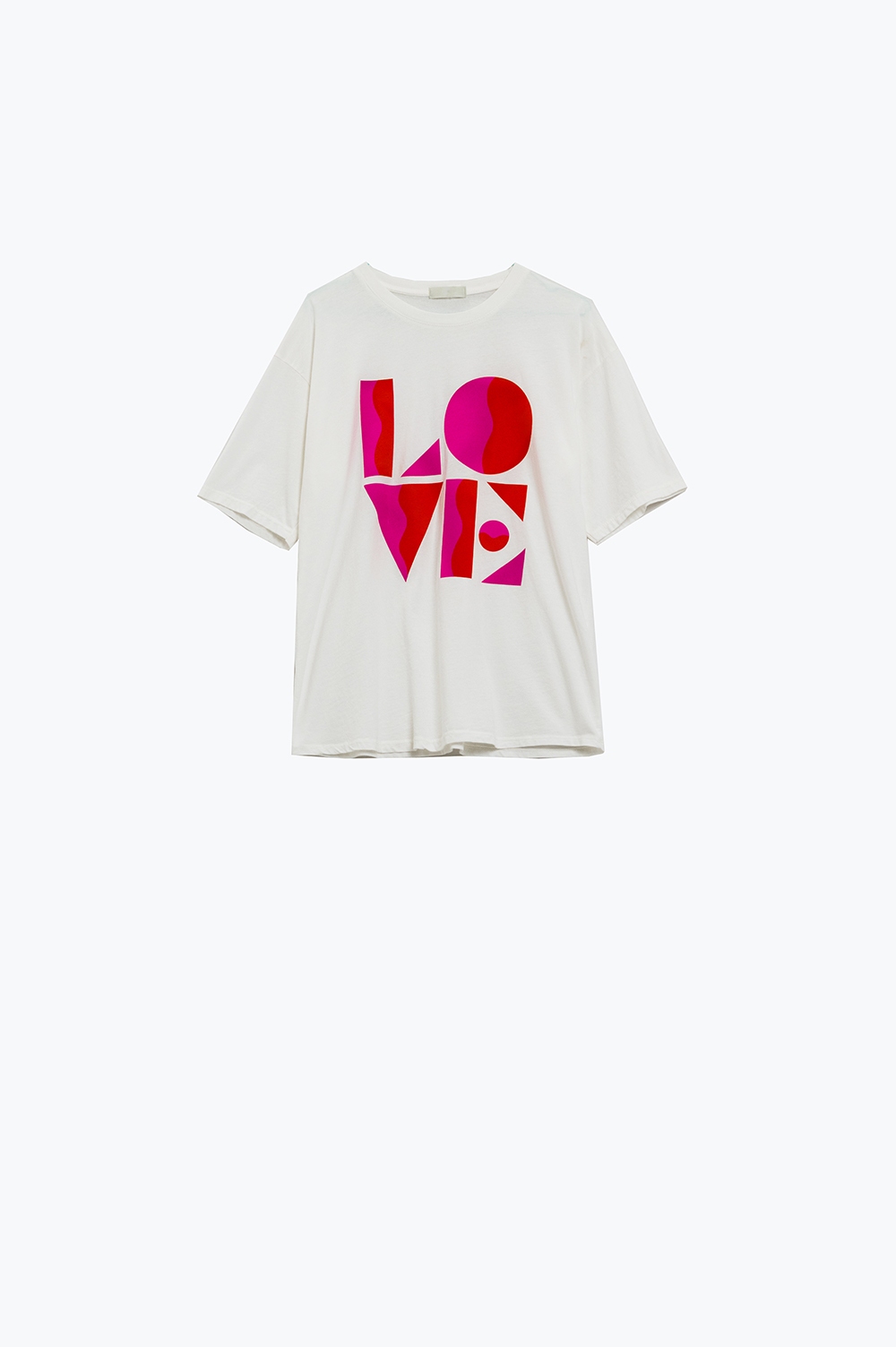 Camiseta con estampado digital LOVE art deco en blanco Camiseta con estampado digital LOVE art deco en blanco