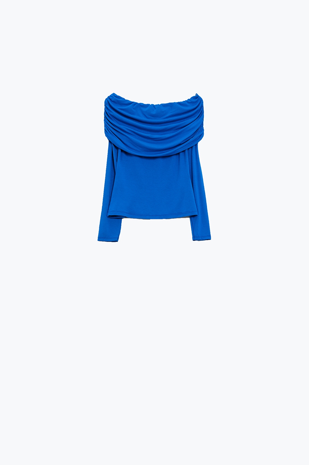 Top sin hombros escote barco en azul Top sin hombros escote barco en azul