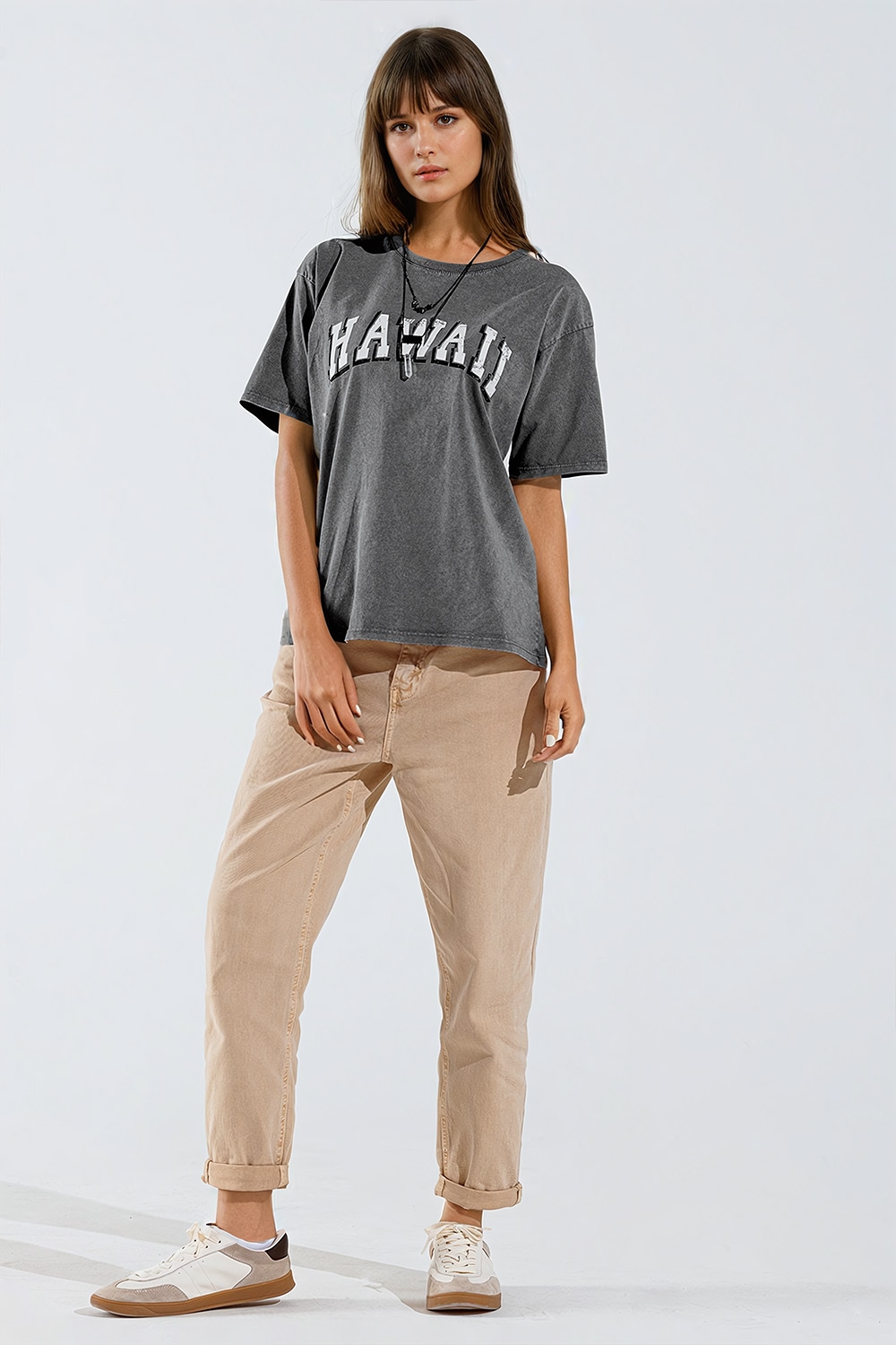 Camiseta Hawaii Efecto Lavado Gris Camiseta Hawaii Efecto Lavado Gris
