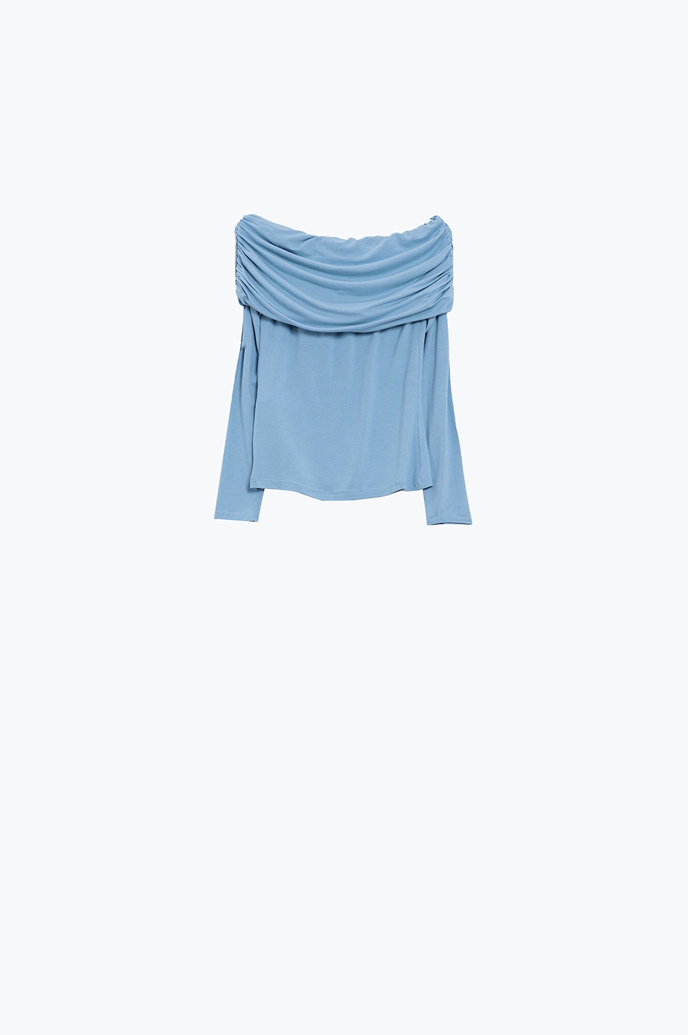 Top sin hombros en azul claro