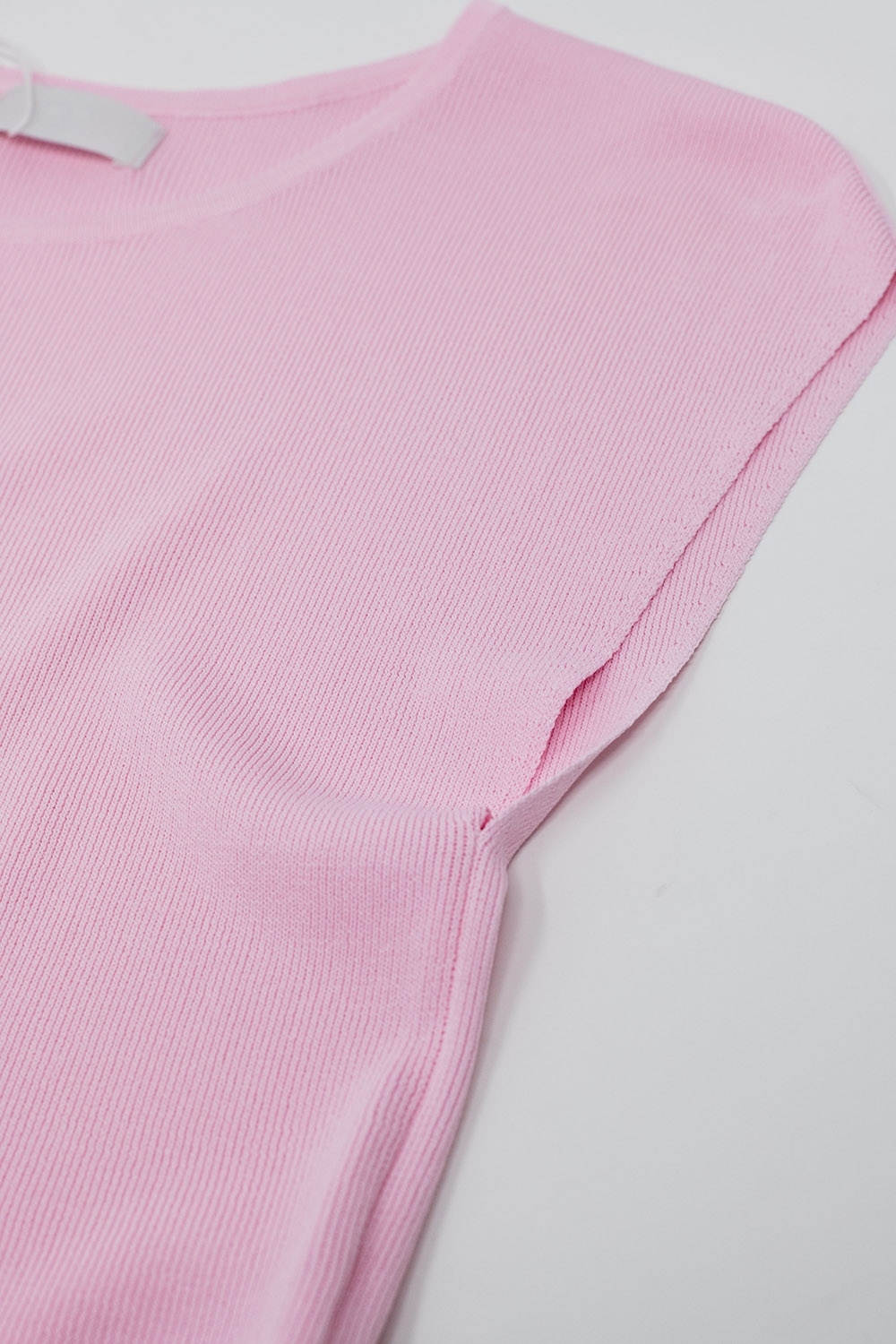 Camiseta de punto con mangas cortas en rosa Camiseta de punto con mangas cortas en rosa