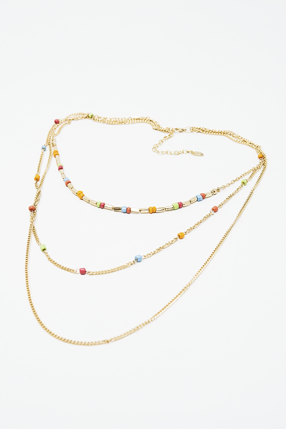 Collar 3 en 1 con cuentas arco iris y fina cadena dorada Collar 3 en 1 con cuentas arco iris y fina cadena dorada