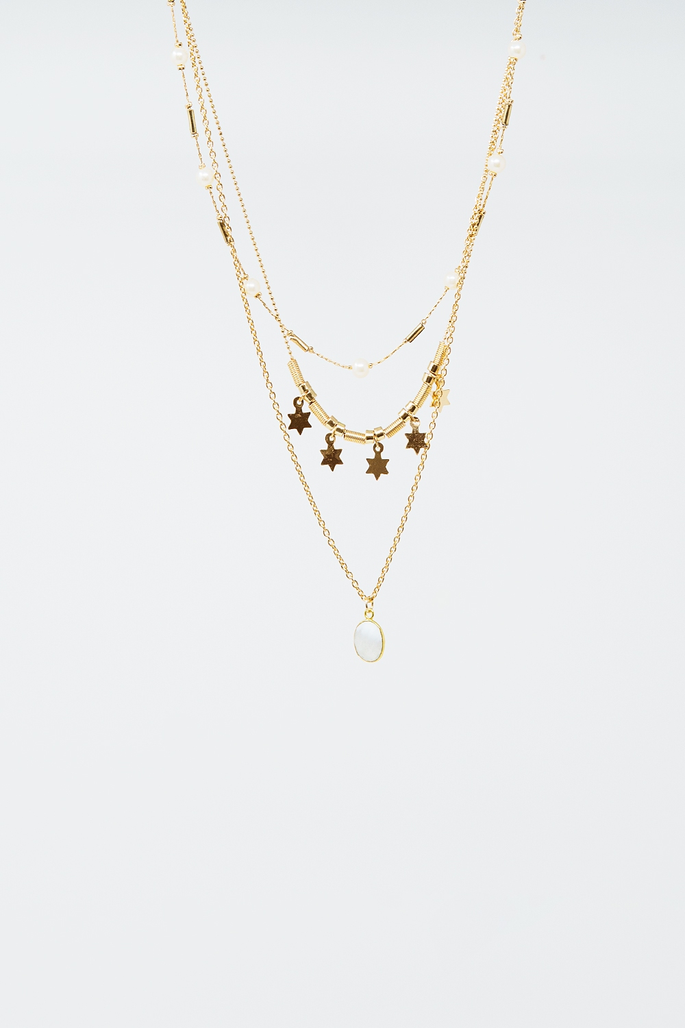 Collar 3 en 1 con estrella y detalle de perlas Collar 3 en 1 con estrella y detalle de perlas