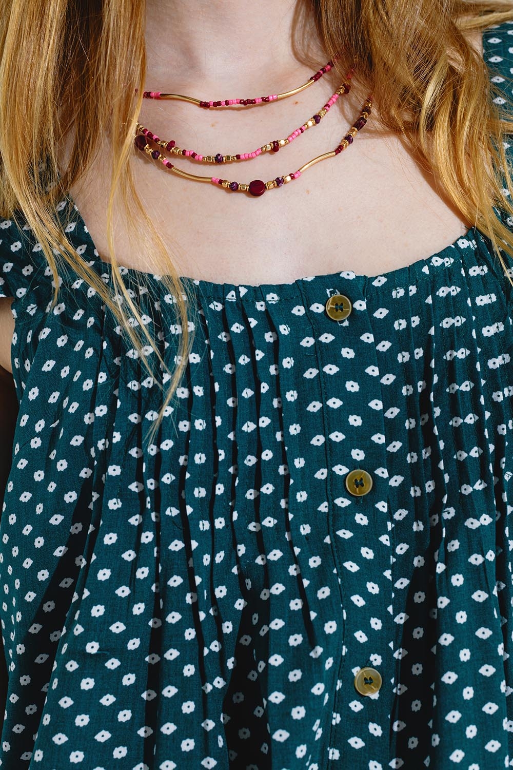 Collar 3 en 1 con piedras multicolor