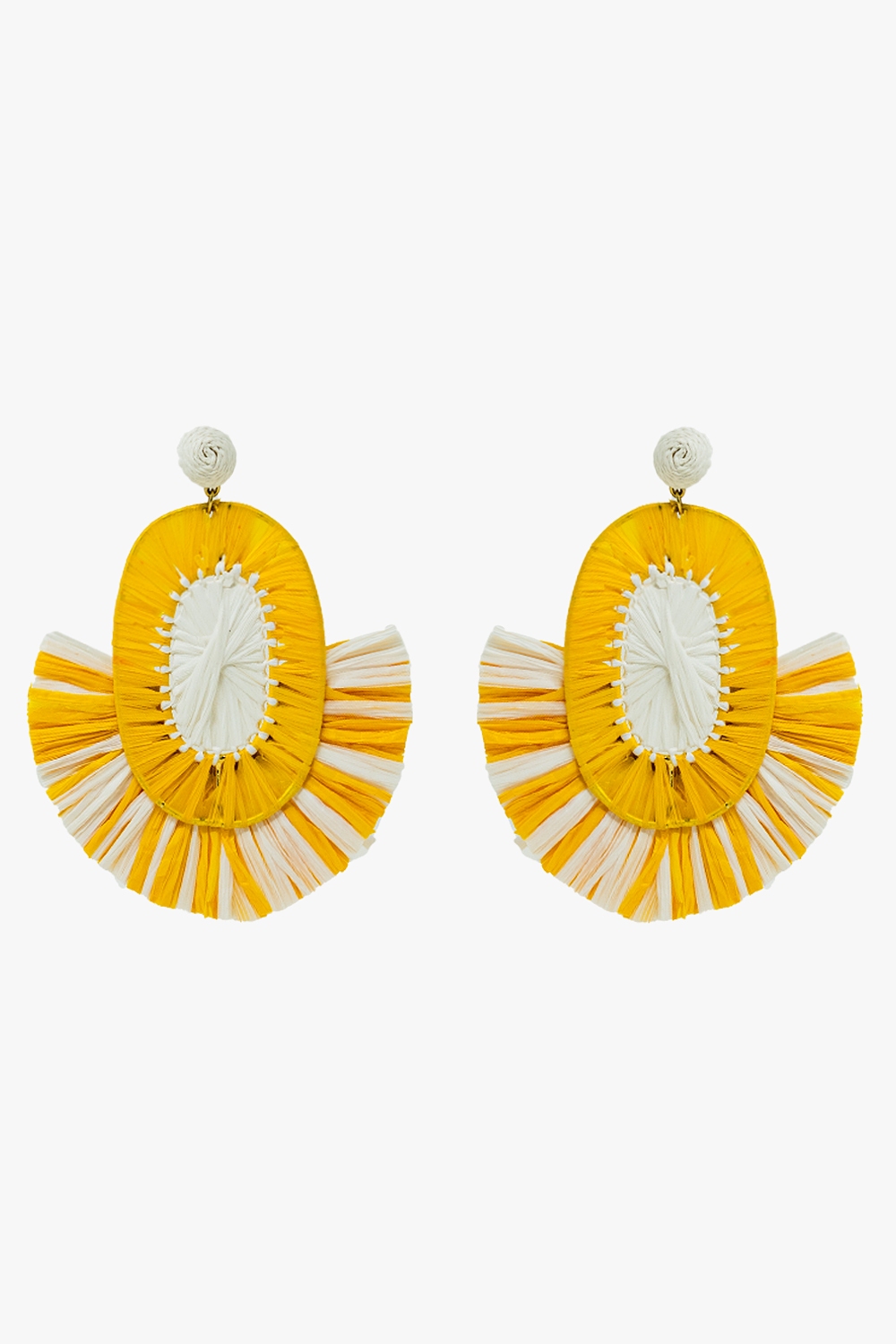 Maxi Pendientes de rafia con borlas amarillas y blancas Maxi Pendientes de rafia con borlas amarillas y blancas