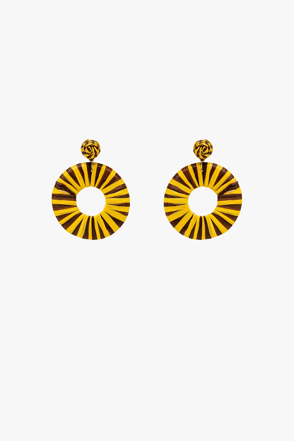 Pendientes de tejido con gotas marrones y amarillas Pendientes de tejido con gotas marrones y amarillas