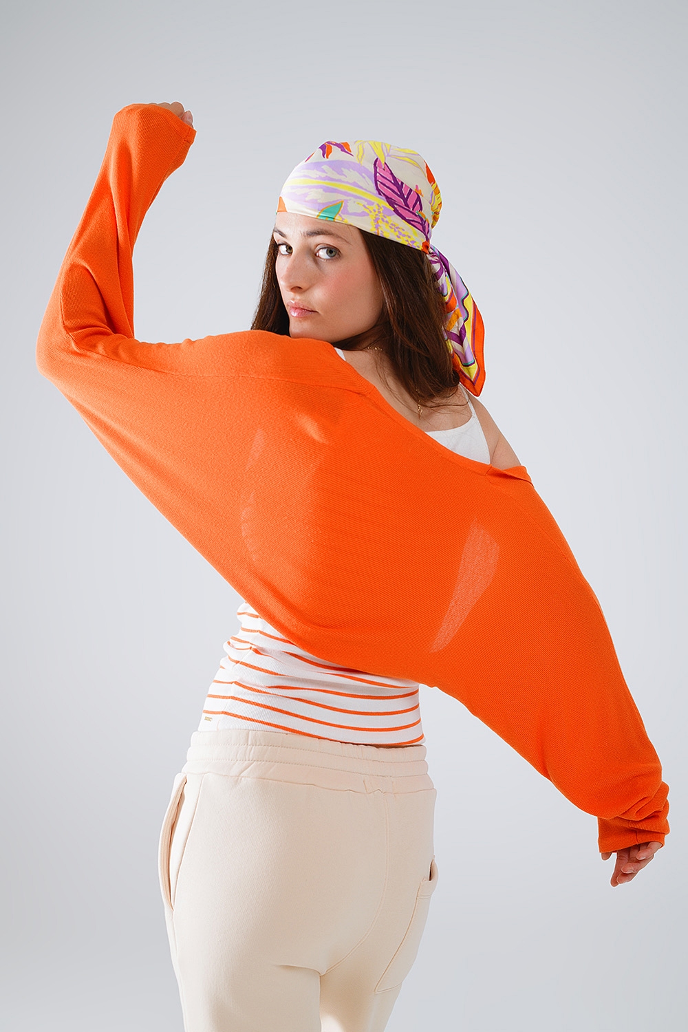 c&aacute;rdigan bolero de punto fino naranja